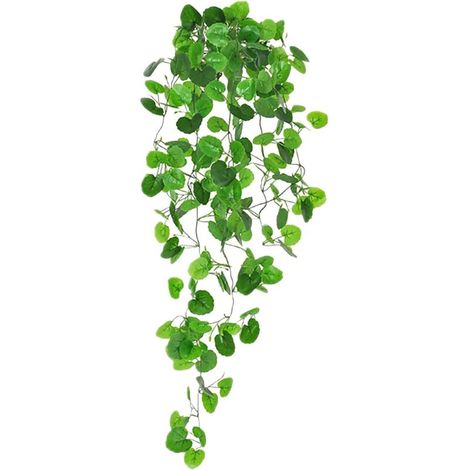 2 pc Plantes Suspendues Artificielles (sans Paniers) pour Murale Intérieure Et Extérieure, Suspension Artificielle Faux Radis Vert Vigne Vigne Décoration Murale Tenture Murale (1/5)