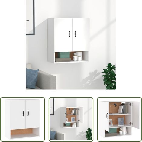 Wandmontage Holz - Wandschrank Weiß 60x31x70 cm Holzwerkstoff (1/5)
