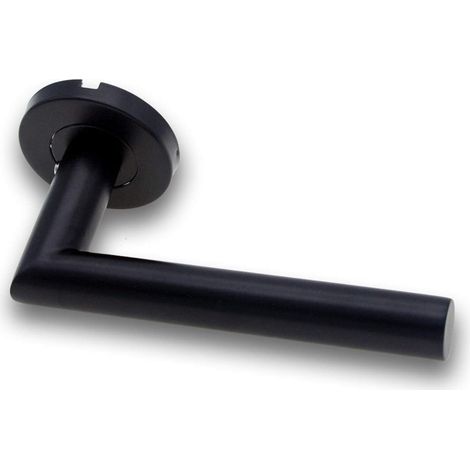 MINKUROW Maniglia per porta in acciaio inossidabile 1 pezzo - Maniglia per stampelle per camera da letto vintage su rosetta rotonda, viti incluse  Antracite Opaco  Finitura dello stemma a forma di L   (1/5)