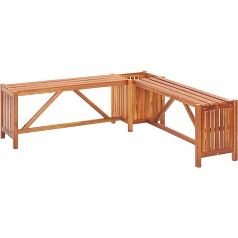 Panca da giardino mobili da esterno per patio terrazza e fioriera 117 x 117 x 40 cm legno massello di acacia 020011723
