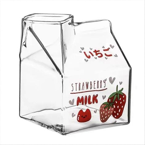 Kawaii 350ml quadratische Glasmilchflaschen im Desserttopf-Stil, A (1/5)