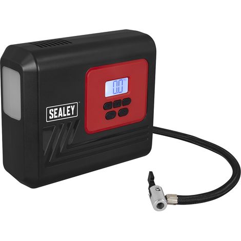 SEALEY AIR COMPRESSOR 12V TYRE INFLATOR MINI CAR VAN BIKE PUMP WORKLIGHT MAC12D