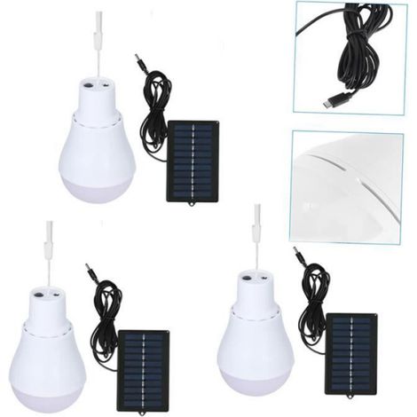 Ampoule LED Solaire - 230-270 lm - Rechargeable Par Panneau Solaire - Extérieur - Pack De 3 (1/3)