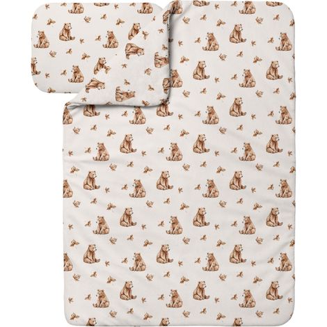 Waldin Ropa de Cama Bambú Bebé sin Funda, Edredón y Almohada 100x135 cm, Ositos Beige