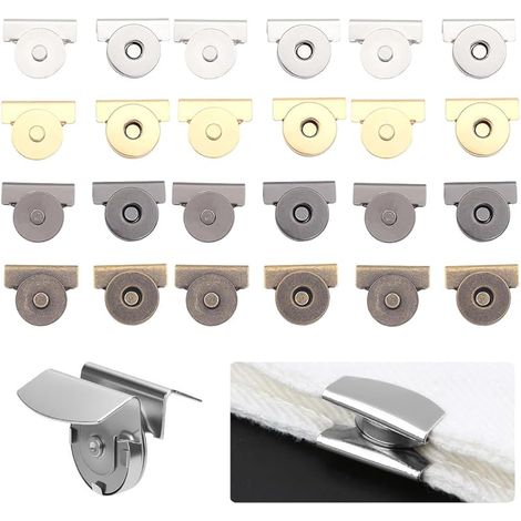 12 Paires Boutons Pression Aimantés, Fermeture Magnétique Sans Couture, Boutons Pression Métalliques pour Couture, Clips de Fermeture pour Sacs, Fermeture pour Rideaux et Accessoires, Aimants