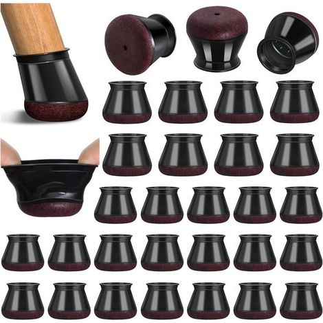 Set di 32 protezioni elastiche per gambe di sedie, feltrini per gambe di sedie, protezioni per gambe di sedie, tappi per sedie, feltrini in silicone con feltro ispessito, protezioni per pavimenti (1/5)