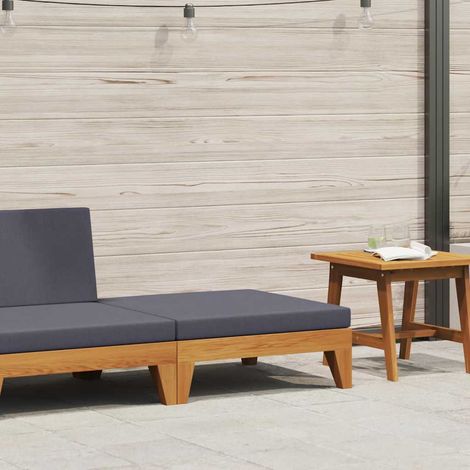 Modular-Fußhocker mit Dunkelgrauem Kissen Akazie Massivholz