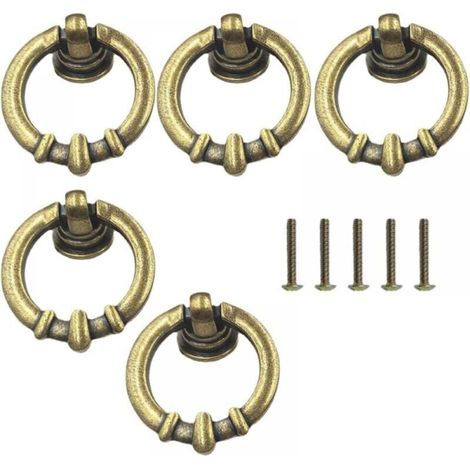 Piece Vintage Cabinet Handles, Antique Brass, Furniture Handles, Knobs with Screws for Drawers, Kitchen Cabinet Doors (Brass) YMYNY (1/4)