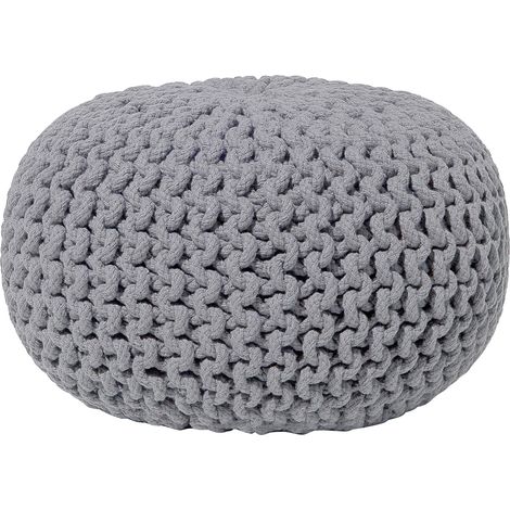 Puf otomana gris oscuro tejido de algodón relleno de EPS reposapiés pequeño redondo 40 x 25 cm Conrad