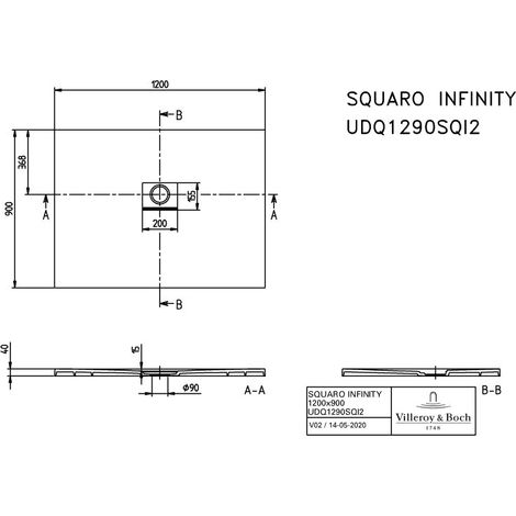 Villeroy & Boch UDQ1290SQI2V-AL DW Squaro Infinity 1200x900x40 mm