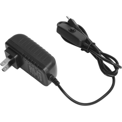 Alimentation pour Raspberry Pi 5V 3A avec bouton-poussoir, adaptateur micro USB intégré et prise 100-240VUS