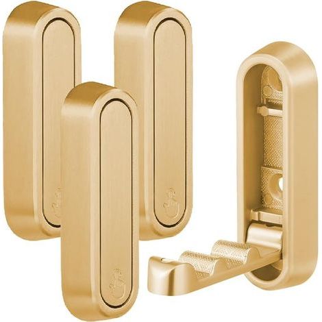 4-Piece Foldable Gold Wall Hooks, Foldable Clothes Hooks, Towel Hooks, Foldable Wall Hooks, Backpack Hooks, Multi-Purpose Hooks, Bathrobe Hooks (Gold)