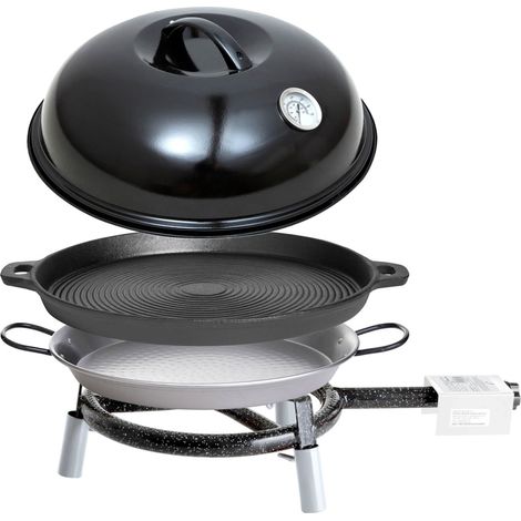 Paella World Trekking Line Set 2 mit Brenner, Paella-Pfanne, Grillpfanne und Haube Ø 30 cm (1/5)