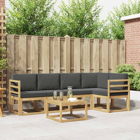 vidaXL Outdoor-Sofagarnitur 6 pcs Weiß und Anthrazit Massivholz Akazie (1/5)