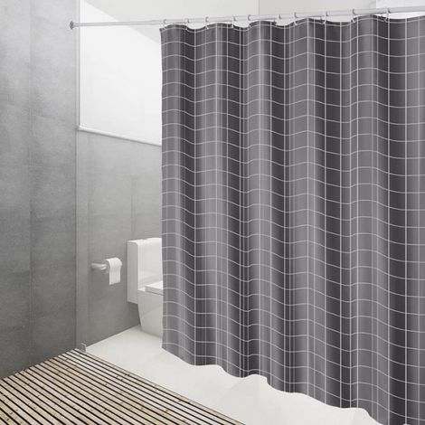 Rideau de Douche - - 180x200 cm - Imperméable - Séchage Rapide - Polyester Gris (1/5)