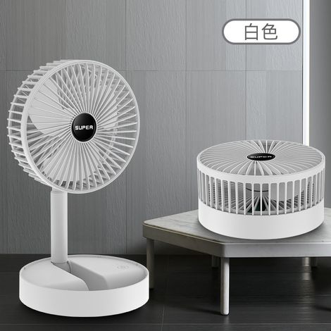 Nuevo ventilador de escritorio USB plegable, ventilador eléctrico con almacenamiento para el hogar, ventilador de escritorio telescópico N1 blanco simple con carga USB [cargador de 6 pulgadas, tres ve