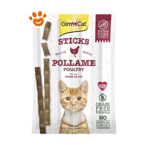 GimCat Snack Sticks Pollame - Confezione 4 Stick - Snack