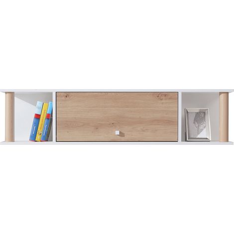 Wandregal 125cm in weiß mit Eiche und grau FAIRFAX-133 (1/4)
