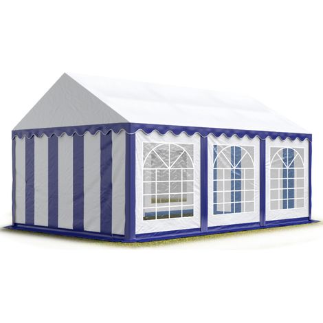 TOOLPORT Carpa para fiestas carpa de fiesta 4x6 m carpa de pabellón de jardín lona PVC 700 N en azul-blanco impermeable