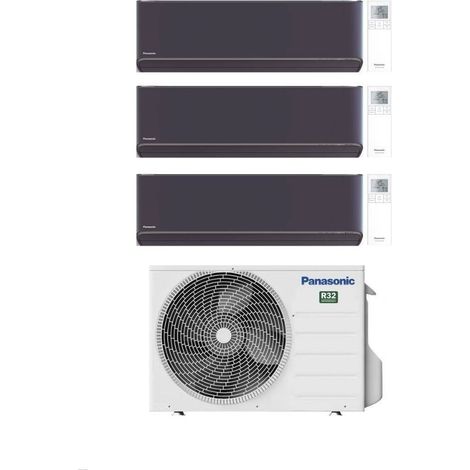 Panasonic Climatizzatore Trial Split Inverter Serie Etherea Dark 9+9+18 con CU-3Z68TBE Inverter R-32 Wi-Fi Classe A++