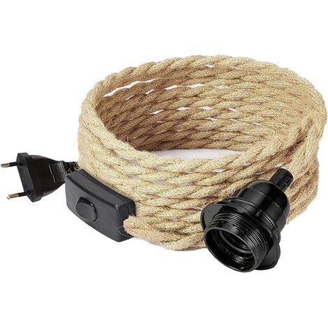 Retro-Seil-Kronleuchterkabel mit Schalter und EU-Stecker (Leuchtmittel nicht enthalten) – Tischlampenzubehör