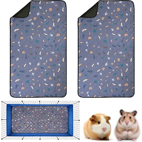 Tapis pour cobayes - Lot de 2 - 61 x 120 cm - Taille M - Réutilisable - Lavable et très absorbant - Convient aux petits animaux, lapins et hamsters - Tapis absorbant l'urine - Utilisable en toutes sai (1/5)