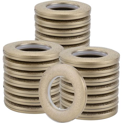 32 Pcs Anneaux pour Tringle à Rideaux Clips, Anneaux d'Oeillet en Plastique pour Bricolage, 40mm Faible Bruit (Café) (1/5)