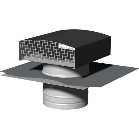 Chapeau de toiture métallique design, D125 mm, couleur TUILE, à embase 600x600 S&P (UNELVENT) 872081