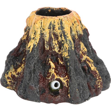 Kit pompe à air aquarium avec volcan bulleur décor résine plastique 6.5x5cm pompe 8.5x5.5x5cm tuyau 2m ventouse valve manuel 3L/min bac poissons CN (1/5)