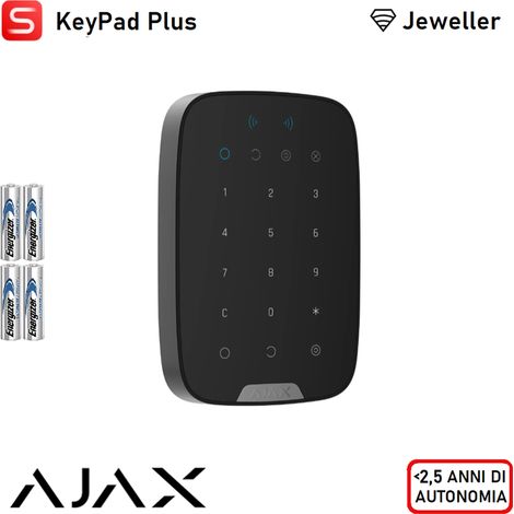 133211 - Superior - Superior KeyPad Plus Jeweller (8EU) - Tastiera touch wireless. Supporta carte e telecomandi contactless crittografati (Edizione Superior) - colore black - Ajax sicurezza profession