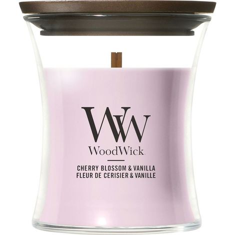 Candela mini Cherry Blossom & Vanilla 85g Rosa WoodWick