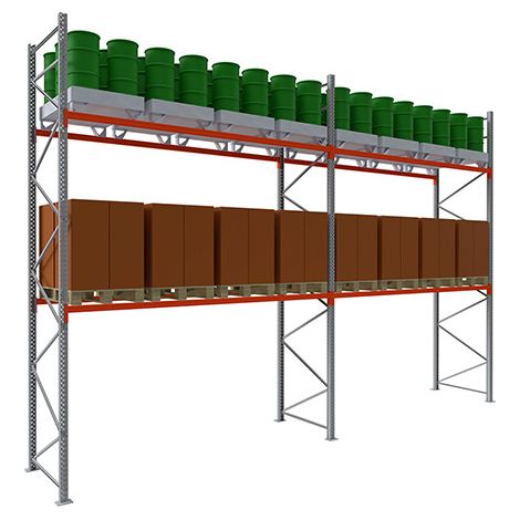 Rack à palettes 2 niveaux - Élément suivant - Dimensions 3500x3600x1100mm - Utilisable uniquement avec un module de départ - RACK500/2N/35/36/S