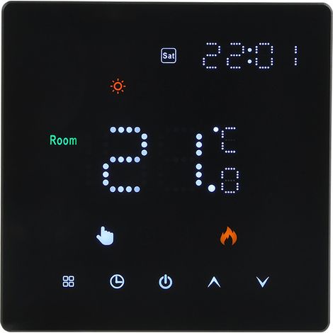 Calefactor eléctrico de 16 A (incl. cable sensor de 3 m), termostato para calefacción por suelo radiante eléctrico, temporizador de temperatura programable semanal para ajustar la intensidad de la luz (1/5)