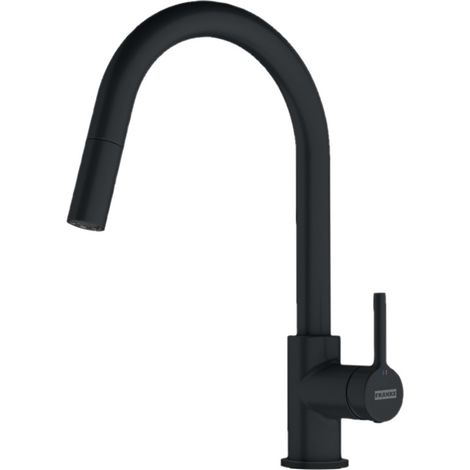 Mitigeur évier lina j bec haut avec douchette - Matériau : Laiton - Saillie : 215 mm - Hauteur : 360 mm - Décor : Noir mat - FRANKE (1/4)