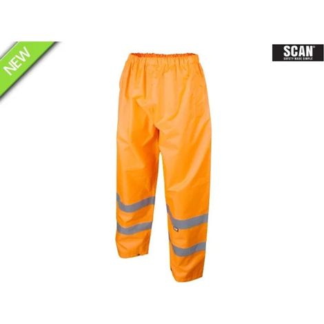 High-Visibility Orange Motorway Trousers for Men, 2XL (48-inch Waist), Durable Workwear with Reflective Strips