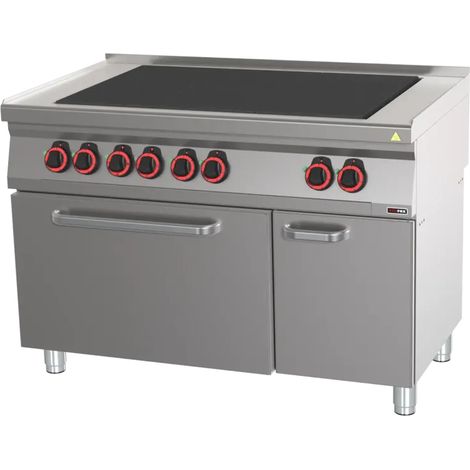 Fourneau électrique avec 6 feux coup de feu et four GN 2/1 REDFOX - SPLT 70/120-21 E - REDFOX