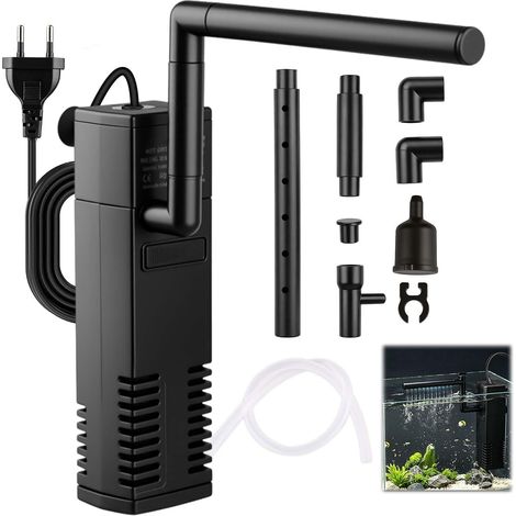 Filtre Intérieur Aquarium 4W 200L/H pour Réservoir 40L Filtration Double, Design Silencieux et Facile à Installer, Idéal pour Eau Douce, Eau Salée et Tortues, Filtration Aquarium (1/5)