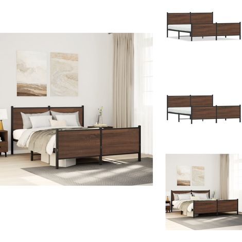Metallbett ohne Matratze Braun Eichen-Optik 180x200 cm - Bettgestell - Bettgestelle - Bettrahmen - Bett (1/5)