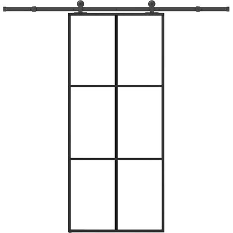 Schiebetür mit Beschlag 90x205 cm ESG-Glas & Aluminium