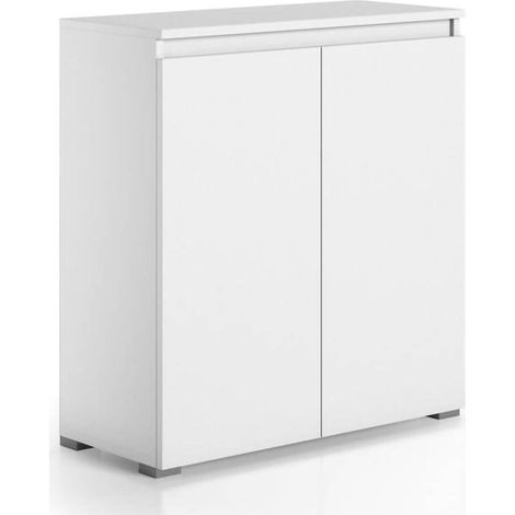 Dmora - Schuhregal Calla, Mehrzweckmöbel, platzsparendes Schuhregal mit 2 Türen, Aufbewahrungsschrank mit Regalen, 100 % Made in Italy, 80 x 37 x 102 cm, Weiß