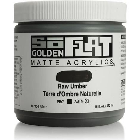 Peinture acrylique - GOLDEN - SoFlat - 473 ml - Terre d'ombre Naturelle S1 - Marron