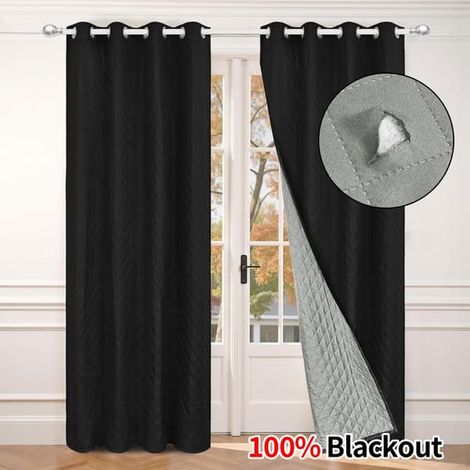 Rideau occultant thermique coupe-vent et isolant avec œillets pour salon (panneau simple) Noir S (1/3)