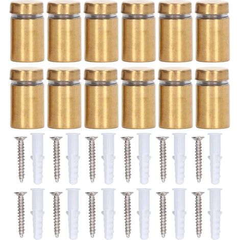 12-teiliges Set mit Abstandsschrauben aus Edelstahl (12 x 20 mm) zur Wandmontage von Werbeartikeln
