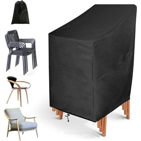 Housse imperméable en tissu Oxford 210D pour chaises de jardin empilables, 64 x 64 x 70 x 120 cm. (1/4)