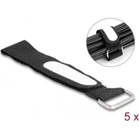 DeLOCK Brida autoadherente con lazo y grifo de etiqueta LA 203 x AN 20 mm negro 5 piezas (1/3)