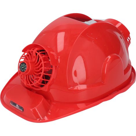 Casque de chantier à ventilation solaire, modèle double ventilateur avec batterie intégrée, protection solaire été, climatisation intelligente et ombrage, rouge (1/5)