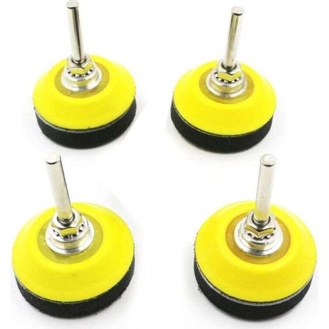 4 pads ponçage velcro - Tige 1/4 pouce - Couche mousse amortissante - Pour perceuse - Polissage doux