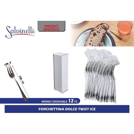 Set 12 Forchette Dolce da Tavola in Acciaio Inox Twist Ice Salvinelli