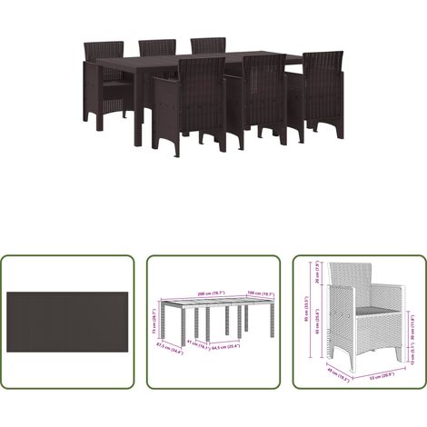Garten Tisch - Garten Essgruppe 7 pcs Braun Polypropylen (1/5)