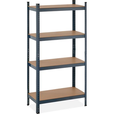 Scaffale di stoccaggio regolabile pratico garage 4 ripiani 90 x 40 x 180 cm in metallo grigio 130012394